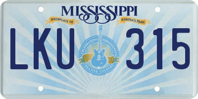 MS license plate LKU315