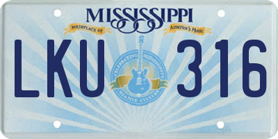 MS license plate LKU316