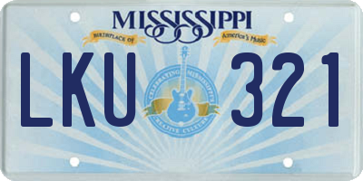 MS license plate LKU321