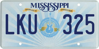 MS license plate LKU325