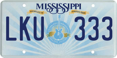 MS license plate LKU333