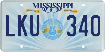 MS license plate LKU340