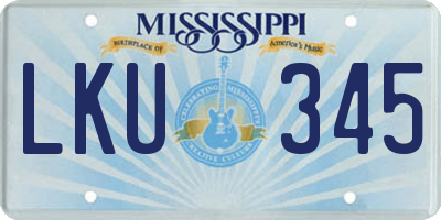MS license plate LKU345