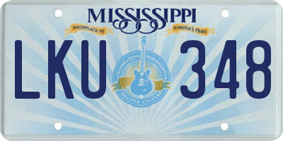 MS license plate LKU348