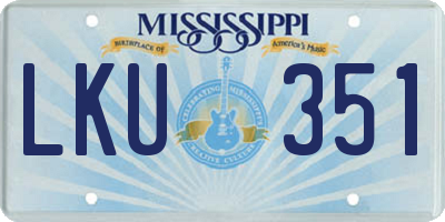 MS license plate LKU351