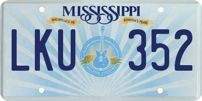 MS license plate LKU352