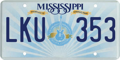 MS license plate LKU353