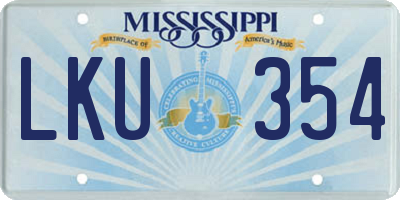 MS license plate LKU354