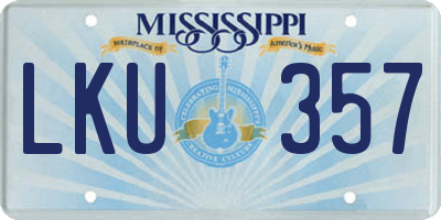 MS license plate LKU357