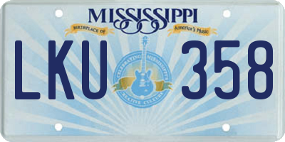 MS license plate LKU358