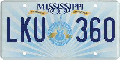 MS license plate LKU360