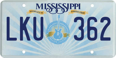 MS license plate LKU362