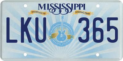 MS license plate LKU365