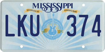 MS license plate LKU374
