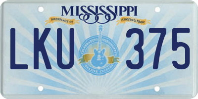 MS license plate LKU375
