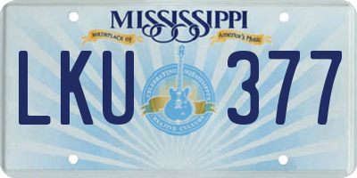 MS license plate LKU377