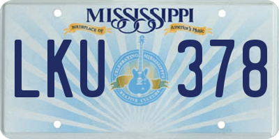 MS license plate LKU378