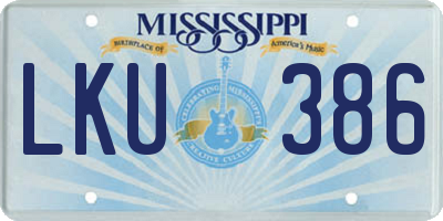 MS license plate LKU386