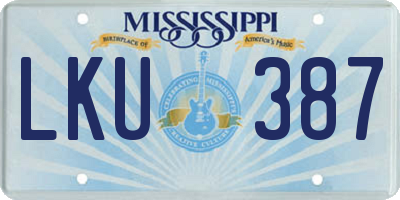MS license plate LKU387