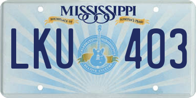 MS license plate LKU403