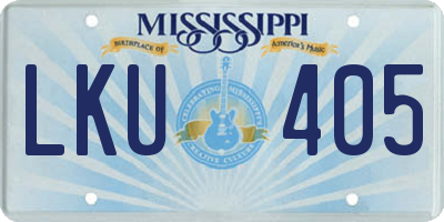 MS license plate LKU405