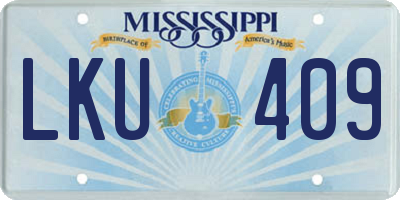 MS license plate LKU409
