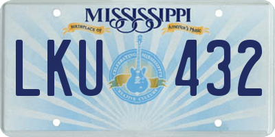 MS license plate LKU432