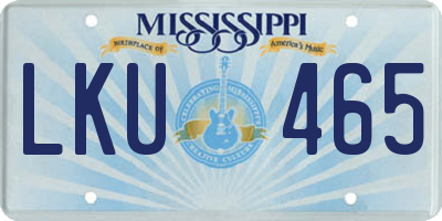 MS license plate LKU465