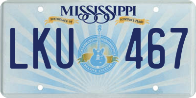 MS license plate LKU467