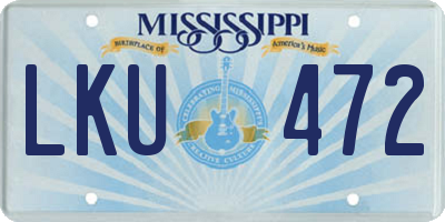 MS license plate LKU472