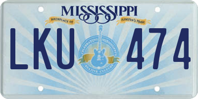 MS license plate LKU474