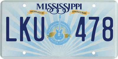 MS license plate LKU478