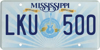 MS license plate LKU500