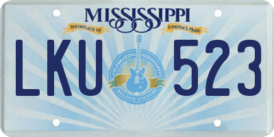 MS license plate LKU523