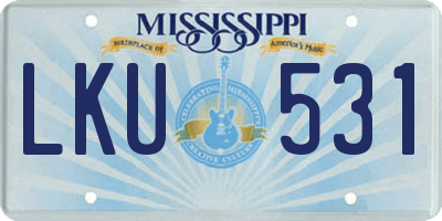 MS license plate LKU531