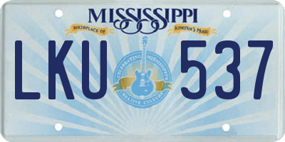 MS license plate LKU537