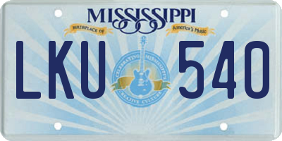 MS license plate LKU540