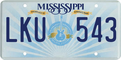 MS license plate LKU543