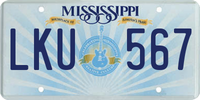 MS license plate LKU567
