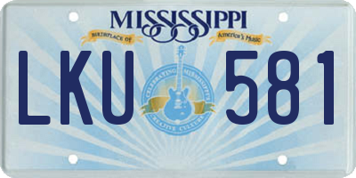 MS license plate LKU581