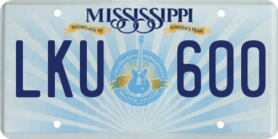 MS license plate LKU600