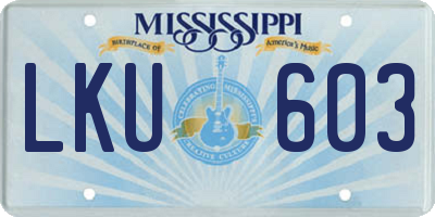 MS license plate LKU603