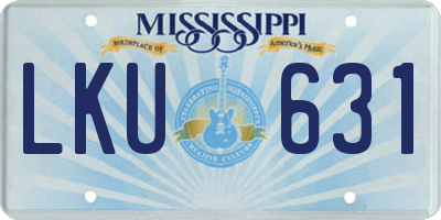 MS license plate LKU631