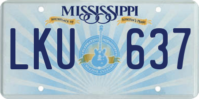 MS license plate LKU637