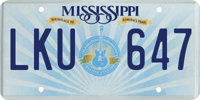 MS license plate LKU647