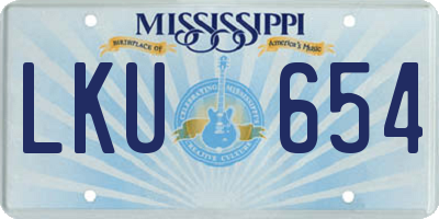 MS license plate LKU654