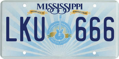 MS license plate LKU666