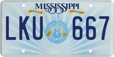 MS license plate LKU667