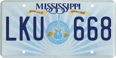 MS license plate LKU668