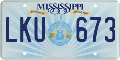 MS license plate LKU673